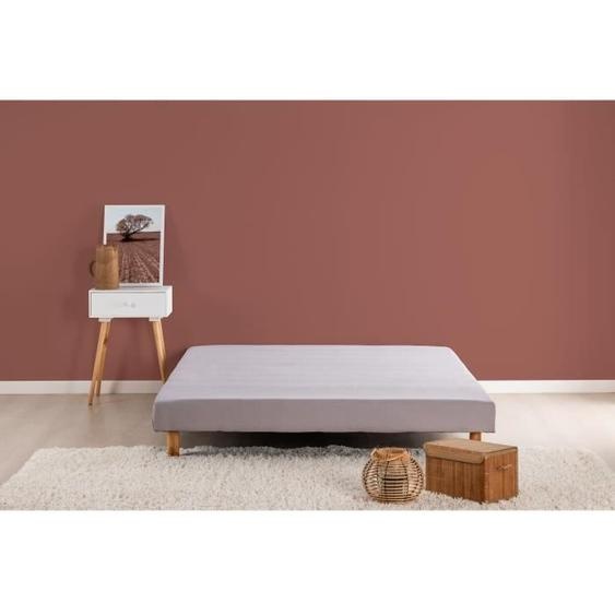 Sommier Tapissier à Lattes DEKO DREAM Rakenne, 140 x 190 cm, Bois Massif Gris, Pieds Bois Hêtre, 12 Lattes, Fabrication Européenne