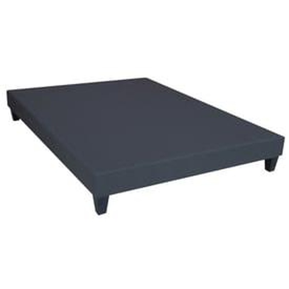 Sommier tapissier à lattes gris anthracite, 12 cm de hauteur, pieds coniques