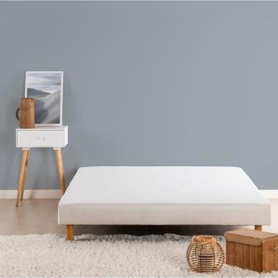 Sommier tapissier Rakenne Deko Dream, 160 x 200 cm, Bois massif blanc, 12 lattes, Pieds cylindriques