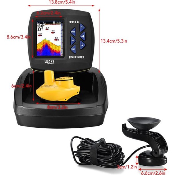 Sondeur de pêche portable sans fil sondeur de profondeur sondeur de pêche avec transducteur câblé pour bateau kayak pêche
