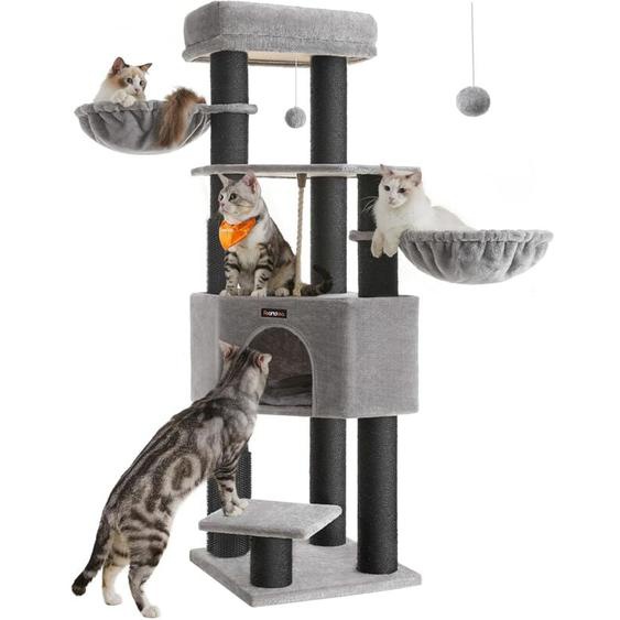 Songmics - Arbre à Chat Grand et Stable avec Tapis Chaud, Auto-toiletteurs, Poteaux à Griffer, Niche, Hamacs, Plateformes, Corde en Sisal, 50 x 50 x