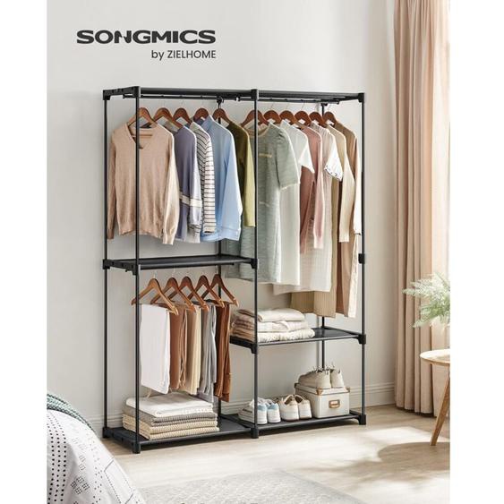 Armoire Chambre, Porte-vêtements, Penderie, 138 x 43 x 182 cm, 3 Compartiments de Suspension, avec Étagères, Grande Capacité, pour Chambre Adulte