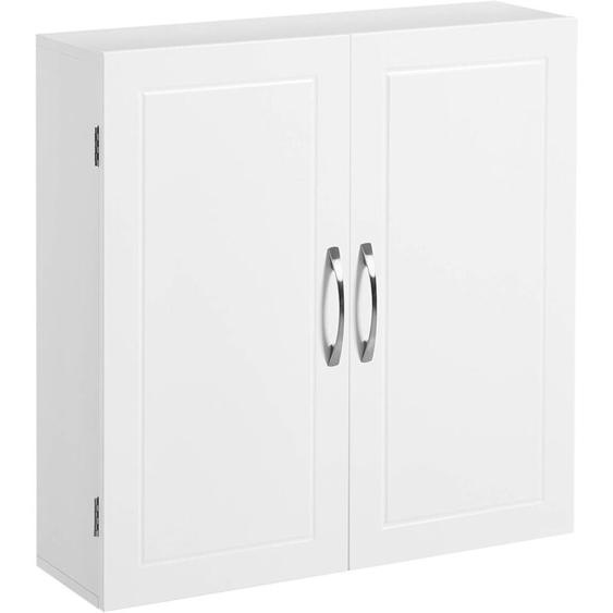 Vasagle - Armoire Murale de Salle de Bain, 2 Portes, 60 x 18 x 60 cm, avec 2 étagères réglables, Style scandinave Nordique, Blanc Mat