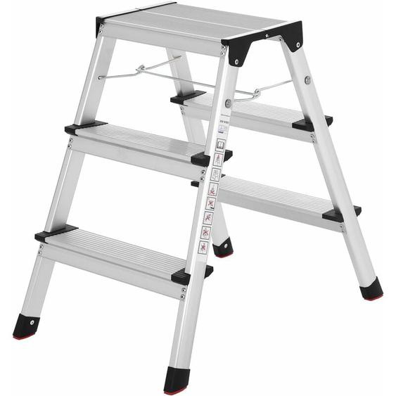 Songmics - chelle domestique pliable, Escabeau, Marchepied, 3 Niveaux, en Alu, Antidérapant, Capacité de charge 150 kg, Conforme aux Normes EN14183,