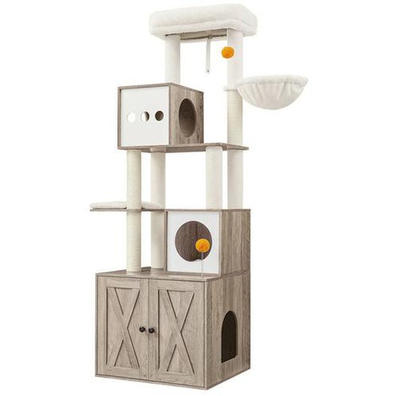 Songmics - Feandrea Arbre à Chat Moderne avec Cache-litière, Tour de Jeu, Griffoir avec Maison de Toilette, 180 cm, Niche, Plateforme, Tapis