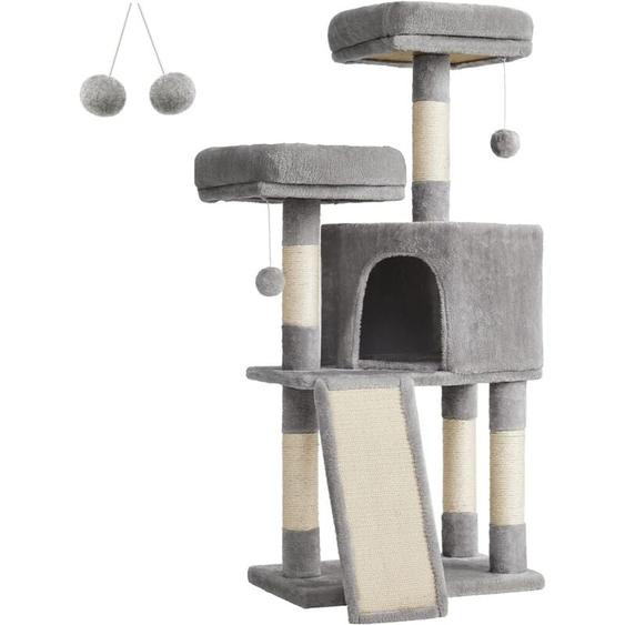 Songmics - feandrea Arbre à chat, Tour poteaux à gratter 115 cm, Gris Clair