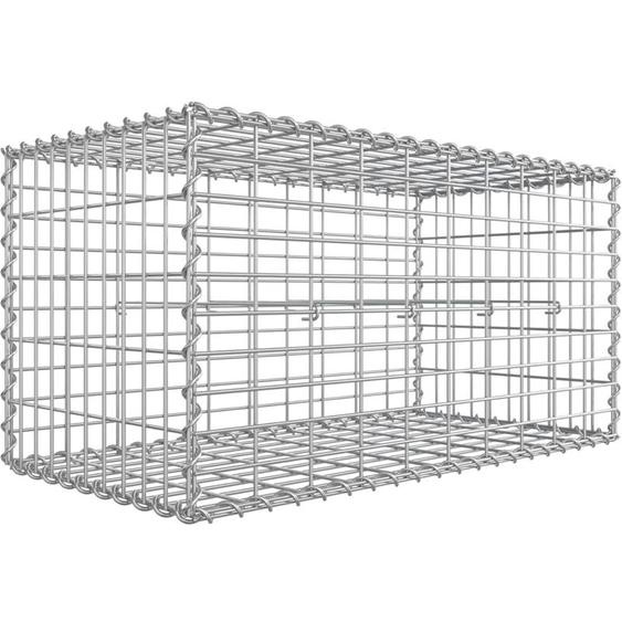 Songmics - Gabion pour Pierre, 100 x 50 x 50cm, cloture gabion, Cage en Métal, Panier à Pierre, Maille 5 x 10 cm, Galvanisé, Mur, Paterre, Décoration