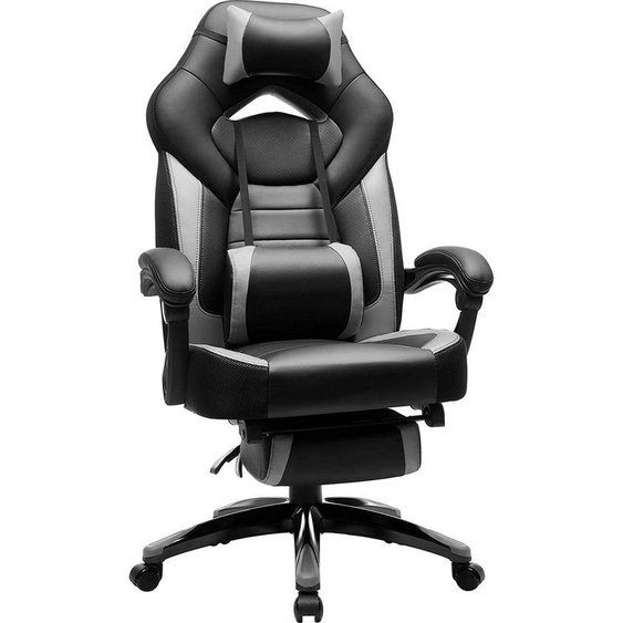 SONGMICS Gaming Chair, chaise de bureau avec repose-pieds, chaise de bureau, design ergonomique, appui-tête réglable, soutien lombaire, charge jusquà 150 kg,