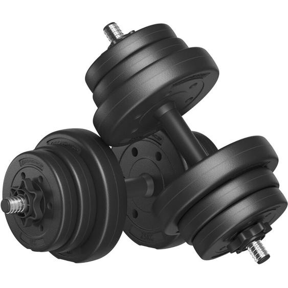 Songmics - Kit Haltères Musculation 2-en-1, 2 x 10 kg, Poids Réglable, avec Barre dExtension Supplémentaire en Acier, Revêtement en Plastique,