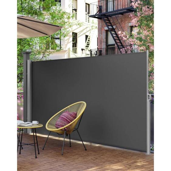 Paravent extérieur 200 x 350 cm (h x l), Store latéral Brise-vue Paravent retractable - Gris Anthracite GSA205G02
