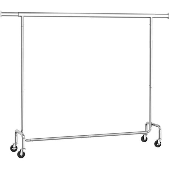 Portant à Vêtements avec Roulettes, Tringle Extensible pour Charge Lourde, Capacité de Charge 110 kg, 45 x (160-200) x 162,9 cm, Porte-manteau, en