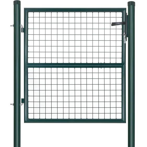 Portillon de Jardin en Acier galvanisé, Portail de Jardin, Porte de clôture, avec Serrure, poignée et clé, 100 x 106 cm (l x h), Vert GGD150G01
