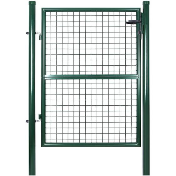 Portillon de Jardin en Acier Galvanisé, Portail de Jardin, Porte de Clôture, avec Serrure, Poignée et Clé, 125 x 106 cm (l x h), Vert GGD175G