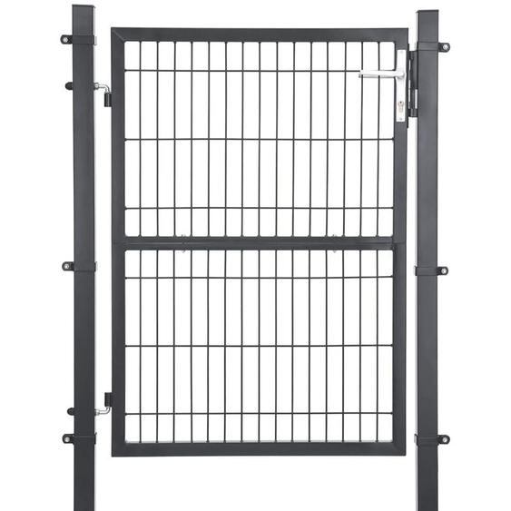 Portillon en Acier Galvanisé, Portail de Clôture, Porte de Jardin, avec Serrure, Poignée et Clé de Qualité, 125 x 106 cm (l x h), Gris GGD175GY
