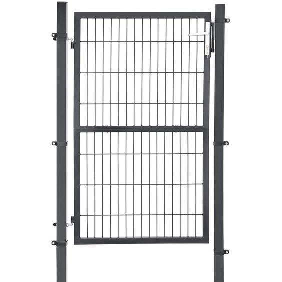Portillon en acier galvanisé, Portail de clôture, Porte de jardin, robuste et durable, avec serrure, poignée et clé de qualité, 150 x 106 cm (l x h),