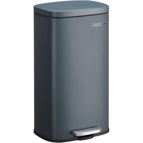 Songmics - Poubelle Cuisine 30L, Poubelle à Pédale, avec Couvercle à Fermeture en Douceur, Seau Intérieur, en Acier, Gris