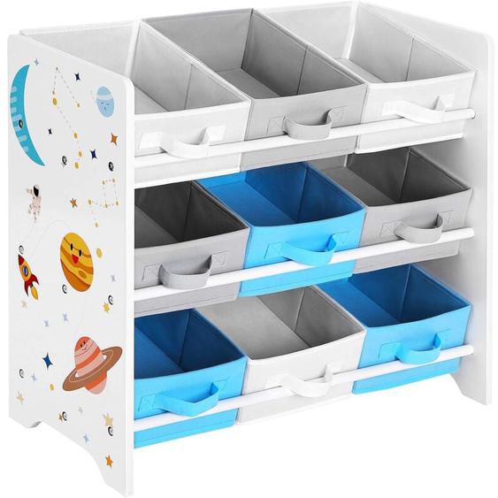Tagère de Rangement Enfant pour Jouets et Livres, 9 Boîtes Amovibles Tissu Non-tissé, pour Chambre dEnfant, Salle de Jeux, Garderie, École, 62,5 x