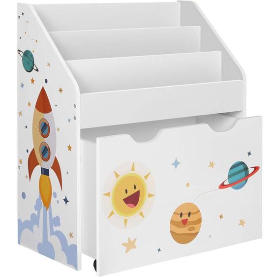 Songmics - tagère pour Jouets, 3 Compartiments Bibliothèque pour Enfants, Boîte à Jouets Mobile, avec roulettes, Multi-Usage, pour Chambre denfant