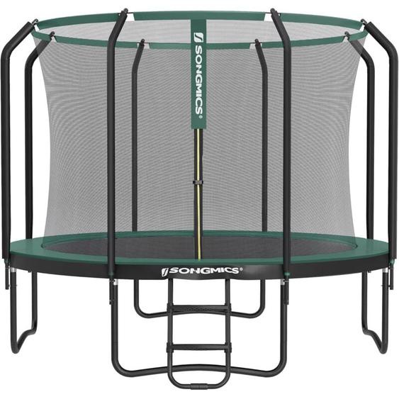 Trampoline tüv Rheinland gs Certifica, Trampoline de Jardin Rond, avec Filet de sécurité intérieur - Diamètre 305cm, Noir et Vert, STR103C01