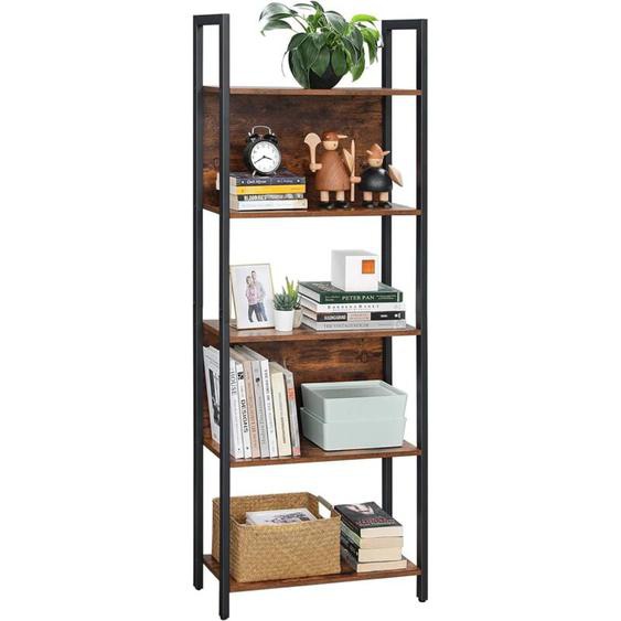 Songmics - vasagle Bibliothèque, Étagère de rangement, Étagère de cuisine, 5 niveaux, cadre en acier stable, pour bureau , entrée, salon, style