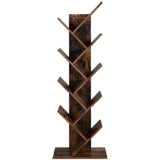 Vasagle - tagère à 8 Niveaux, Bibliothèque, Style Industriel, Meuble de Rangement, en Forme Arbre, pour Salon, Bureau, Brun Rustique par songmics