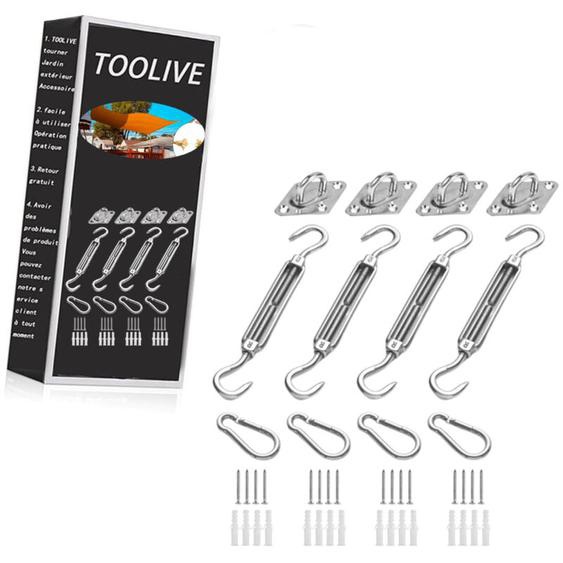 Sonnensegel Befestigung Set Zubehör 304 Edelstahl Sonnensegel Befestigungsset sonnensegel Spanner Montage Aufbau für Viereck und Dreieck Garten,