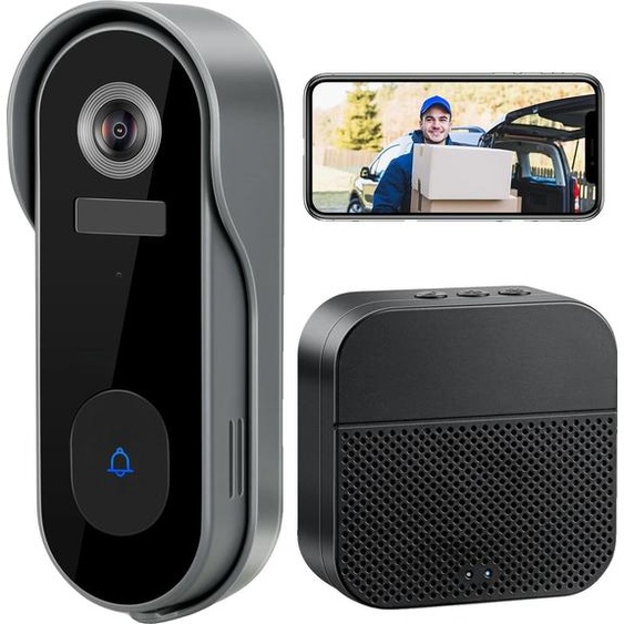 Sonnette de porte vidéo, résolution 1080P, interphone sans fil
