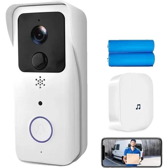 Sonnette vidéo sans fil, caméra HD 1080P, alertes intelligentes, kit blanc, prise EU