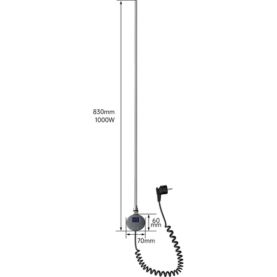 SONNI 1000W Anthracite Porte-serviettes électrique Régulation de température Bar Tube chauffant intelligent Thermostat LED Affichage Porte-serviettes Thermostat