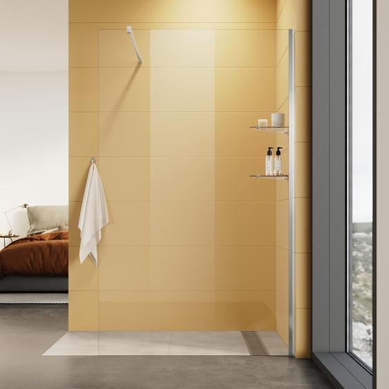 SONNI 120 x 200 x 0,8 cm Porte de douche fixe avec deux étagères en verre