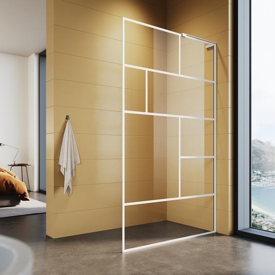 SONNI 120x200cm, blanc Paroi de douche, walk in douche, NANO 6 mm ESG, facile à nettoyer, verre Paroi de douche