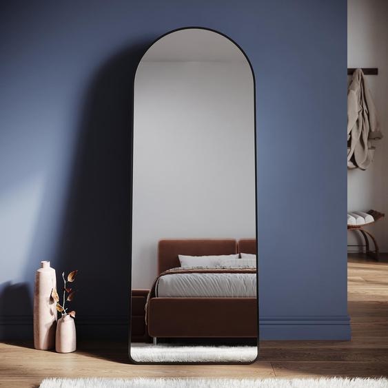 SONNI 160 x 60 x 3 cm miroir à poser noir carré bombé, peut être fixé au mur