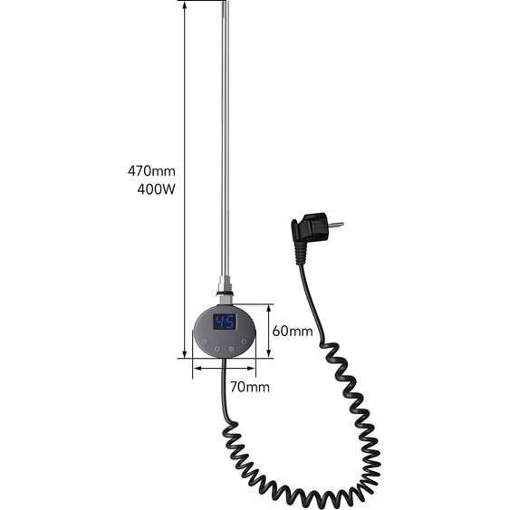 SONNI 400W Anthracite Porte-serviettes électrique Régulation de température Bar Tube chauffant intelligent Thermostat LED Affichage Porte-serviettes thermostat