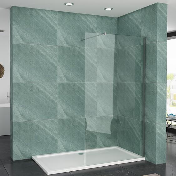 SONNI 76 x 200cm Walk in douche 8mm Paroi de douche Cabine de douche 8mm verre de sécurité trempé avec revêtement nano, avec paroi latérale pivotante nano