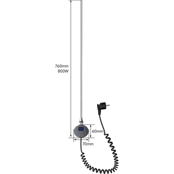 SONNI 800W Anthracite Porte-serviettes électrique Régulation de température Bar Tube chauffant intelligent Thermostat LED Affichage Porte-serviettes Thermostat