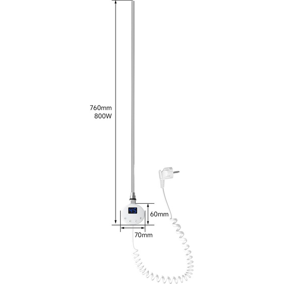 SONNI 800W Blanc Porte-serviettes électrique Régulation de température Bar Tube chauffant intelligent Thermostat LED Affichage Porte-serviettes Thermostat