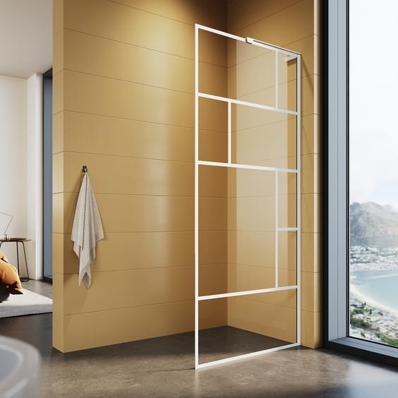 SONNI 90x200cm, blanc Paroi de douche, walk in douche, NANO 6 mm ESG, facile à nettoyer, verre Paroi de douche