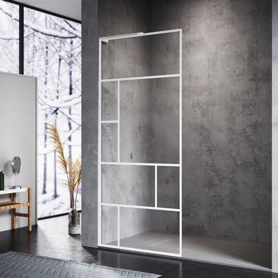 SONNI blanc Paroi de douche, 90x200cm, NANO 6 mm ESG, walk in douche, facile à nettoyer, verre Paroi de douche