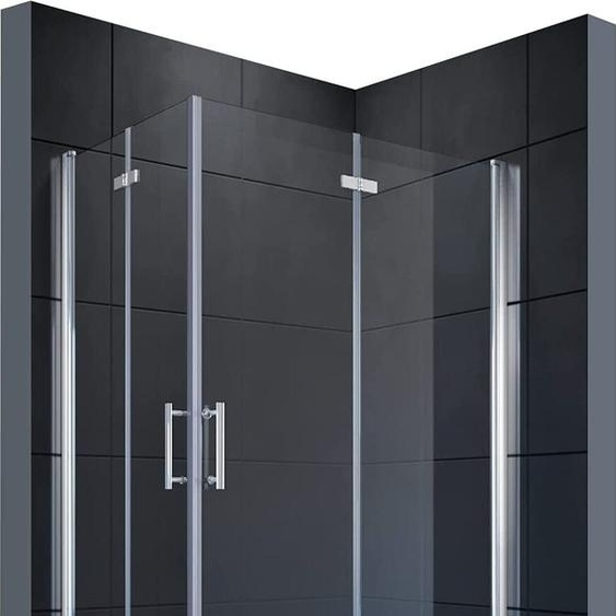 SONNI Cabine de douche 120x80x195cm accès dangle salle de bain porte de douche accès dangle porte pliante nano verre porte pliante pivotante 180º