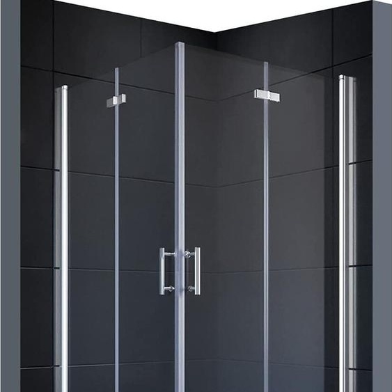 SONNI Cabine de douche 80x80x195cm accès dangle salle de bain porte de douche accès dangle porte pliante nano verre porte pliante pivotante 180º