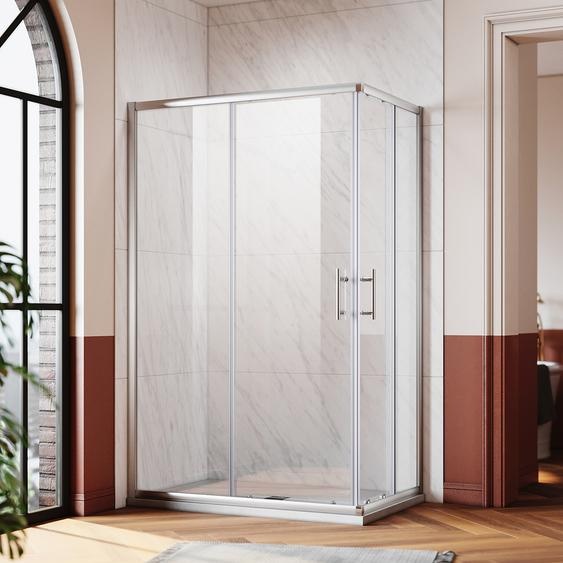 SONNI Cabine de douche accès dangle Cabine de douche accès dangle portes coulissantes lxp : 120x70 cm, verre trempé, montage à gauche ou à droite, hauteur 195cm