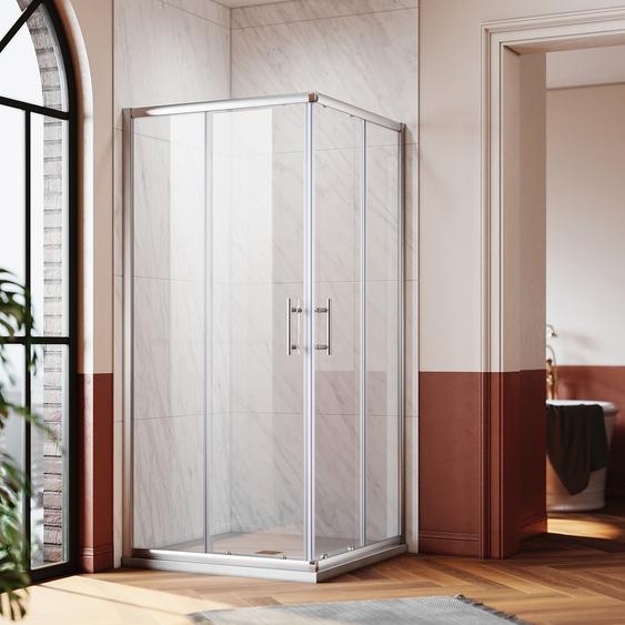 SONNI Cabine de douche accès dangle Cabine de douche accès dangle portes coulissantes lxp : 80x70cm, verre trempé, montage à gauche ou à droite, hauteur 185cm