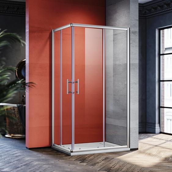 SONNI Cabine de douche accès dangle Double portes coulissantes 100x70cm, verre trempé de sécurité à dégagement rapide, protection contre les éclaboussures, hauteur 195cm
