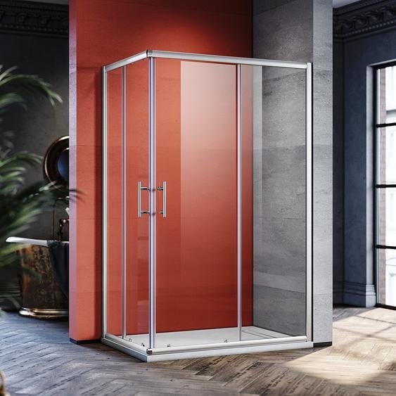 SONNI Cabine de douche accès dangle Double portes coulissantes 120x70cm, Verre ESG à dégagement rapide anti-éclaboussures, hauteur 195cm