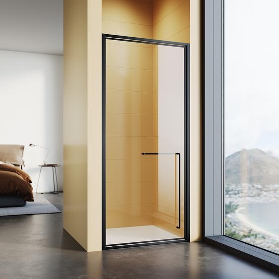 SONNI noir mat Charnières invisibles Porte de douche, 80x195 cm, porte de douche avec un, mot6 mm verre de sécurité