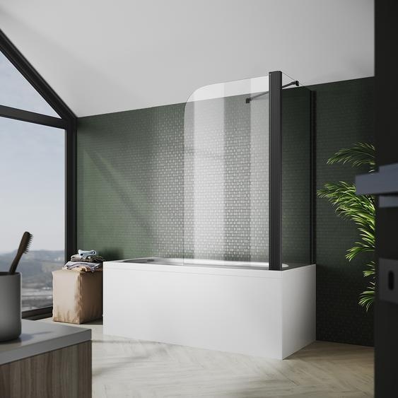 SONNI Panneau pour baignoire 80x140cm Panneau pour baignoire avec paroi latérale 70cm, paroi pliante, paroi de douche NANO Verre de sécurité trempé avec Nano