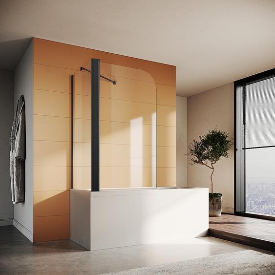 SONNI paroi de baignoire pliante,paroi de douche pour baignoire 80 x 140 cm NANO ESG 6mm verre,avec paroi latérale 70x140 cm,noir paroi de douche
