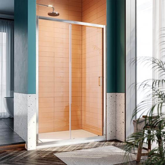SONNI Paroi de douche 120 x 185cm porte coulissante Cabine de douche 5mm verre ESG
