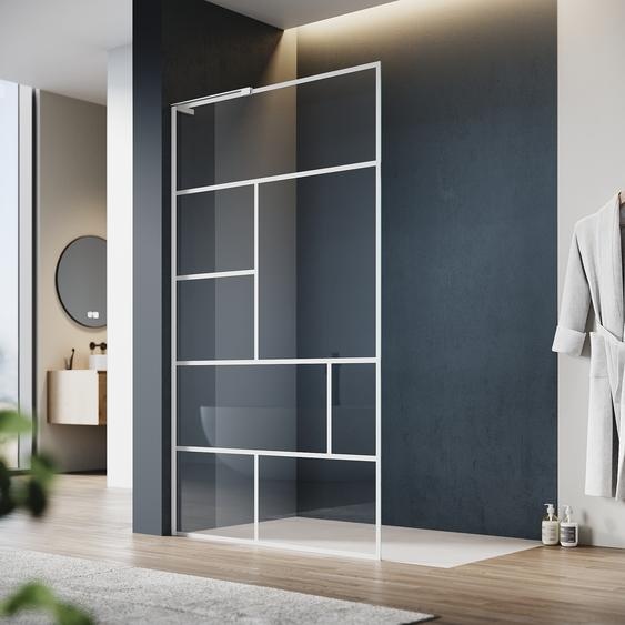 SONNI Paroi de douche 120x200cm walk in douche NANO 6 mm Verre dun côté, facile à nettoyer Paroi de douche - blanc