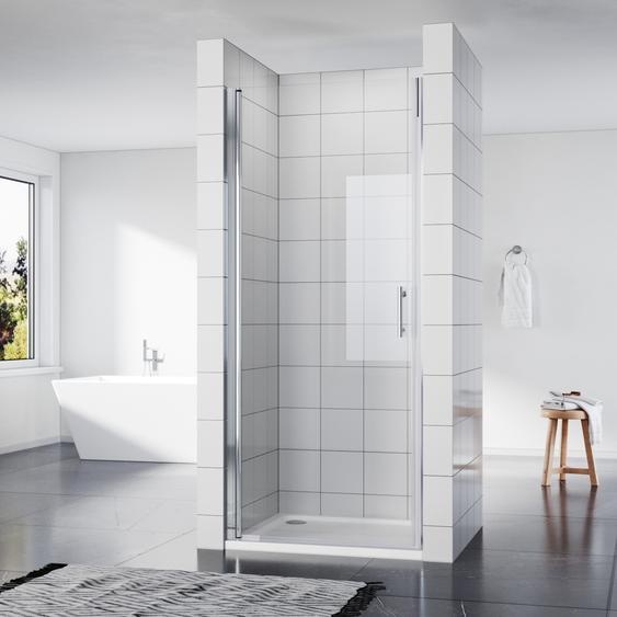 SONNI Porte de douche battante Porte de douche battante pour niche 70x185 cm, verre trempé de sécurité avec nano-revêtement, avec plage de réglage, montage à gauche ou à droite